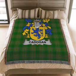 ScotsTee Shop Irish Cadogan Clan Coat of Arms Irish Tartan Woven Blanket