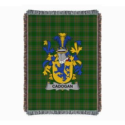 ScotsTee Shop Irish Cadogan Clan Coat of Arms Irish Tartan Woven Blanket