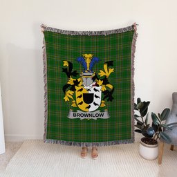 ScotsTee Shop Irish Brownlow Clan Coat of Arms Irish Tartan Woven Blanket