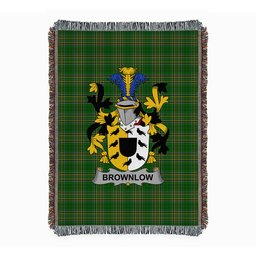 ScotsTee Shop Irish Brownlow Clan Coat of Arms Irish Tartan Woven Blanket