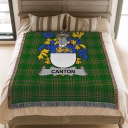 ScotsTee Shop Irish Canton Clan Coat of Arms Irish Tartan Woven Blanket