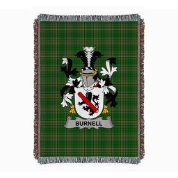 ScotsTee Shop Irish Burnell Clan Coat of Arms Irish Tartan Woven Blanket