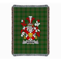 ScotsTee Shop Irish Bodkin Clan Coat of Arms Irish Tartan Woven Blanket