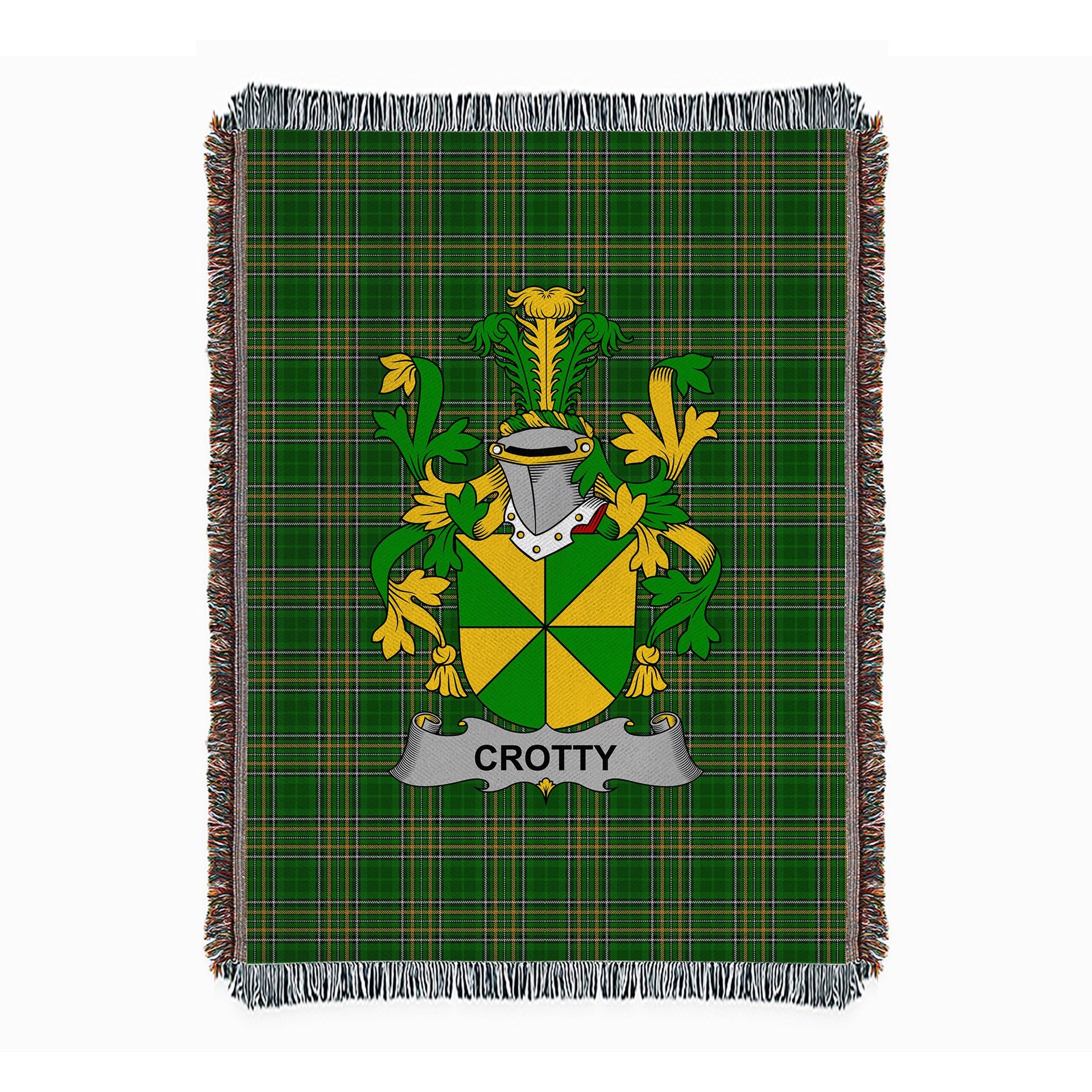 ScotsTee Shop Irish Crotty or O'Crotty Clan Coat of Arms Irish Tartan Woven Blanket