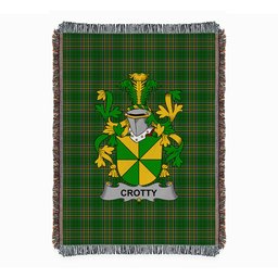 ScotsTee Shop Irish Crotty or O'Crotty Clan Coat of Arms Irish Tartan Woven Blanket