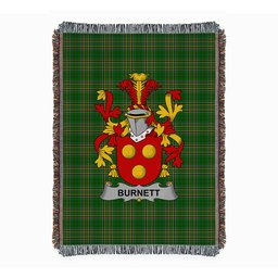 ScotsTee Shop Irish Burnett Clan Coat of Arms Irish Tartan Woven Blanket