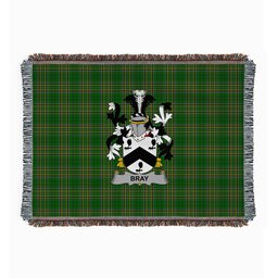 ScotsTee Shop Irish Bray or McBray Clan Coat of Arms Irish Tartan Woven Blanket