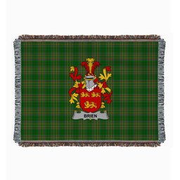 ScotsTee Shop Irish Brien or Bryan Clan Coat of Arms Irish Tartan Woven Blanket