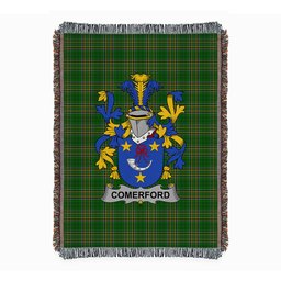 ScotsTee Shop Irish Comerford Clan Coat of Arms Irish Tartan Woven Blanket
