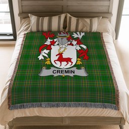 ScotsTee Shop Irish Cremin or O'Cremin Clan Coat of Arms Irish Tartan Woven Blanket