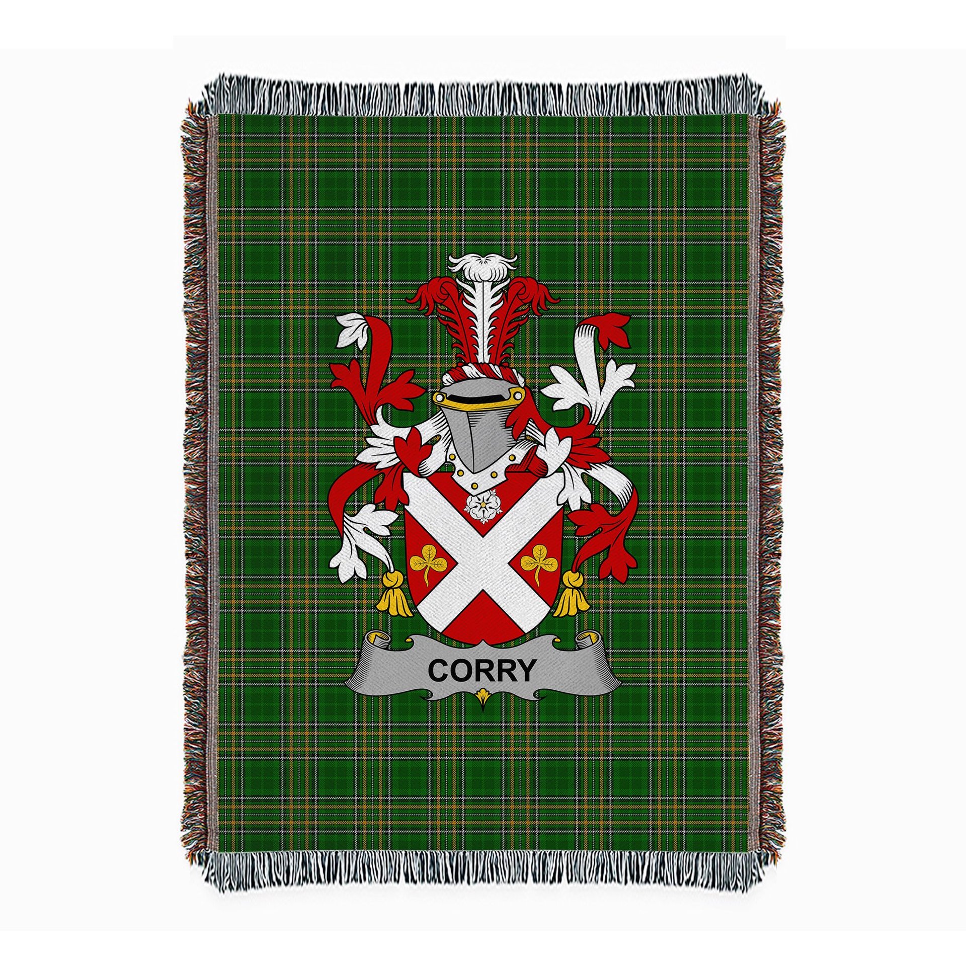 ScotsTee Shop Irish Corry or O'Corry Clan Coat of Arms Irish Tartan Woven Blanket