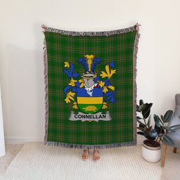 ScotsTee Shop Irish Connellan or O'Connellan Clan Coat of Arms Irish Tartan Woven Blanket