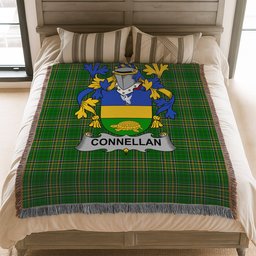 ScotsTee Shop Irish Connellan or O'Connellan Clan Coat of Arms Irish Tartan Woven Blanket