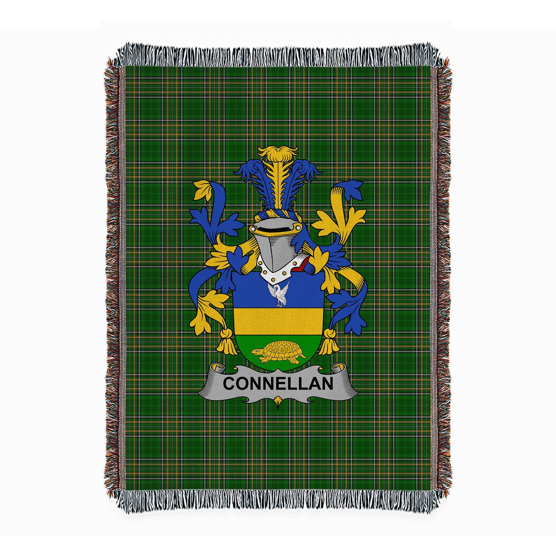 ScotsTee Shop Irish Connellan or O'Connellan Clan Coat of Arms Irish Tartan Woven Blanket