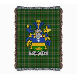 ScotsTee Shop Irish Connellan or O'Connellan Clan Coat of Arms Irish Tartan Woven Blanket