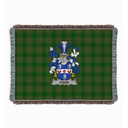 ScotsTee Shop Irish Cook Clan Coat of Arms Irish Tartan Woven Blanket
