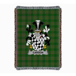 ScotsTee Shop Irish Carson Clan Coat of Arms Irish Tartan Woven Blanket