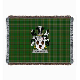 ScotsTee Shop Irish Cardiffe Clan Coat of Arms Irish Tartan Woven Blanket