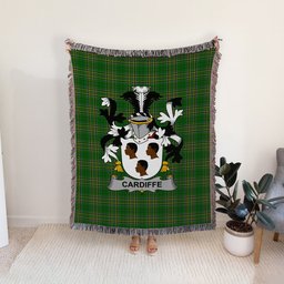 ScotsTee Shop Irish Cardiffe Clan Coat of Arms Irish Tartan Woven Blanket