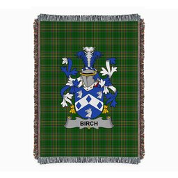 ScotsTee Shop Irish Birch Clan Coat of Arms Irish Tartan Woven Blanket