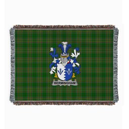 ScotsTee Shop Irish Bermingham Clan Coat of Arms Irish Tartan Woven Blanket