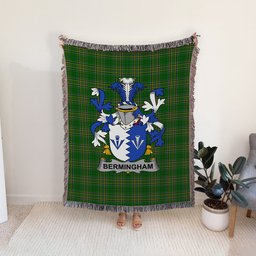 ScotsTee Shop Irish Bermingham Clan Coat of Arms Irish Tartan Woven Blanket
