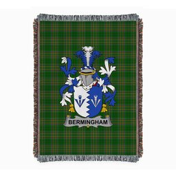 ScotsTee Shop Irish Bermingham Clan Coat of Arms Irish Tartan Woven Blanket