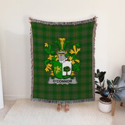 ScotsTee Shop Irish Connor or O'Connor (Sligo) Clan Coat of Arms Irish Tartan Woven Blanket