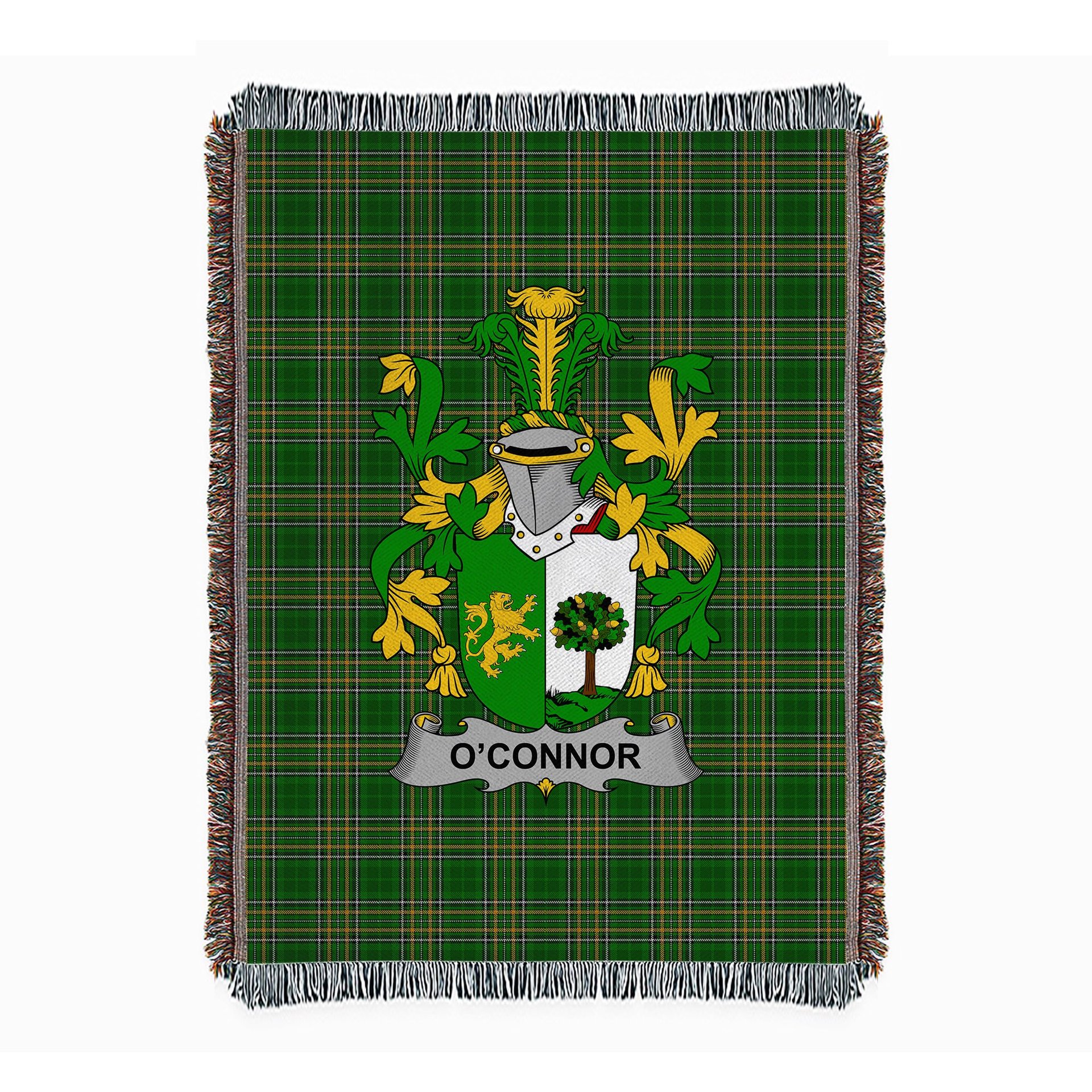 ScotsTee Shop Irish Connor or O'Connor (Sligo) Clan Coat of Arms Irish Tartan Woven Blanket