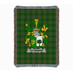 ScotsTee Shop Irish Connor or O'Connor (Sligo) Clan Coat of Arms Irish Tartan Woven Blanket