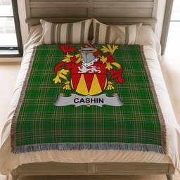 ScotsTee Shop Irish Cashin or McCashine Clan Coat of Arms Irish Tartan Woven Blanket