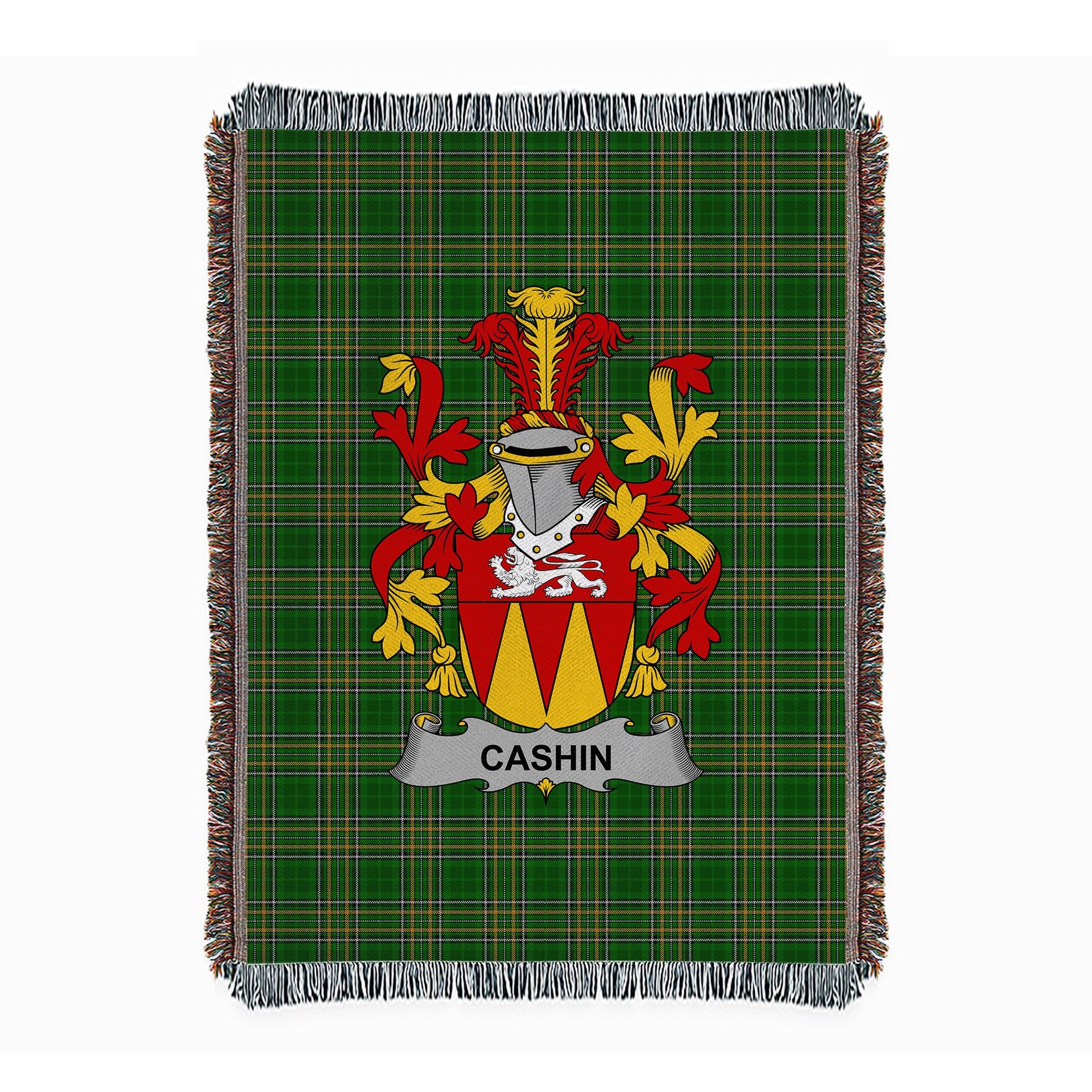 ScotsTee Shop Irish Cashin or McCashine Clan Coat of Arms Irish Tartan Woven Blanket