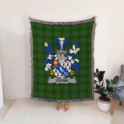 ScotsTee Shop Irish Coyne or O'Coyne Clan Coat of Arms Irish Tartan Woven Blanket