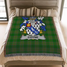 ScotsTee Shop Irish Coyne or O'Coyne Clan Coat of Arms Irish Tartan Woven Blanket