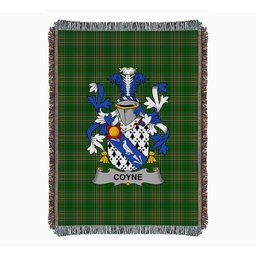 ScotsTee Shop Irish Coyne or O'Coyne Clan Coat of Arms Irish Tartan Woven Blanket