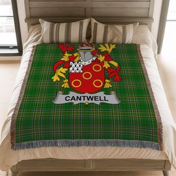 ScotsTee Shop Irish Cantwell Clan Coat of Arms Irish Tartan Woven Blanket