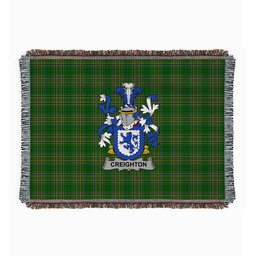 ScotsTee Shop Irish Creighton Clan Coat of Arms Irish Tartan Woven Blanket