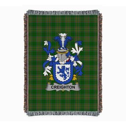 ScotsTee Shop Irish Creighton Clan Coat of Arms Irish Tartan Woven Blanket