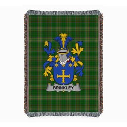 ScotsTee Shop Irish Brinkley Clan Coat of Arms Irish Tartan Woven Blanket