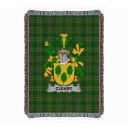 ScotsTee Shop Irish Cleary or O'Clery Clan Coat of Arms Irish Tartan Woven Blanket