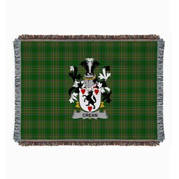 ScotsTee Shop Irish Crean or O'Crean Clan Coat of Arms Irish Tartan Woven Blanket