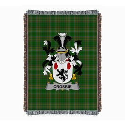 ScotsTee Shop Irish Crosbie or McCrossan Clan Coat of Arms Irish Tartan Woven Blanket