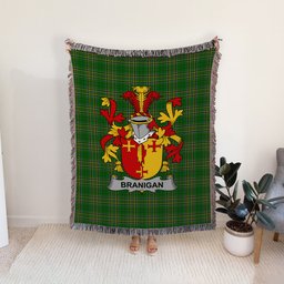 ScotsTee Shop Irish Branigan or O'Branagan Clan Coat of Arms Irish Tartan Woven Blanket