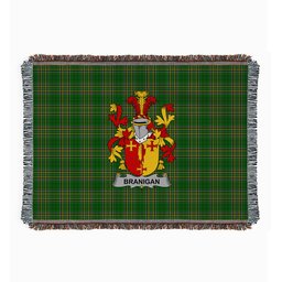 ScotsTee Shop Irish Branigan or O'Branagan Clan Coat of Arms Irish Tartan Woven Blanket