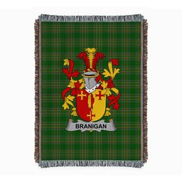 ScotsTee Shop Irish Branigan or O'Branagan Clan Coat of Arms Irish Tartan Woven Blanket