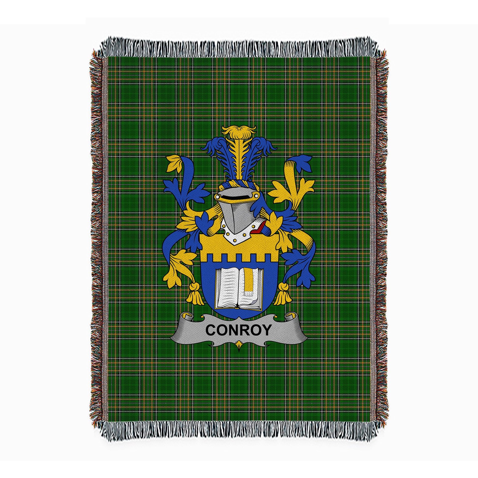 ScotsTee Shop Irish Conroy or O'Mulconroy Clan Coat of Arms Irish Tartan Woven Blanket