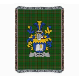 ScotsTee Shop Irish Conroy or O'Mulconroy Clan Coat of Arms Irish Tartan Woven Blanket