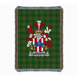 ScotsTee Shop Irish Carpenter Clan Coat of Arms Irish Tartan Woven Blanket