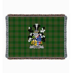 ScotsTee Shop Irish Cosby (Lord Sydney) Clan Coat of Arms Irish Tartan Woven Blanket
