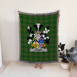 ScotsTee Shop Irish Cosby (Lord Sydney) Clan Coat of Arms Irish Tartan Woven Blanket